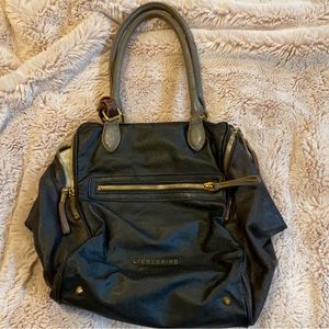 Liebskind multi compartment handbag | zippers | gold tone hardware.